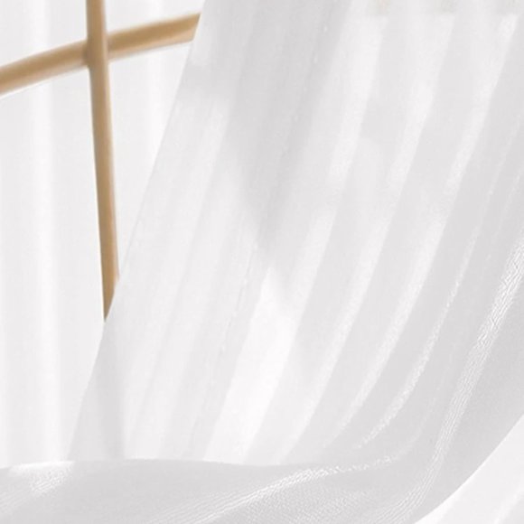 2 PC. Panel Sheer Curtain with Grommets Light Filtering Privacy White NEW - Picture 3 of 6